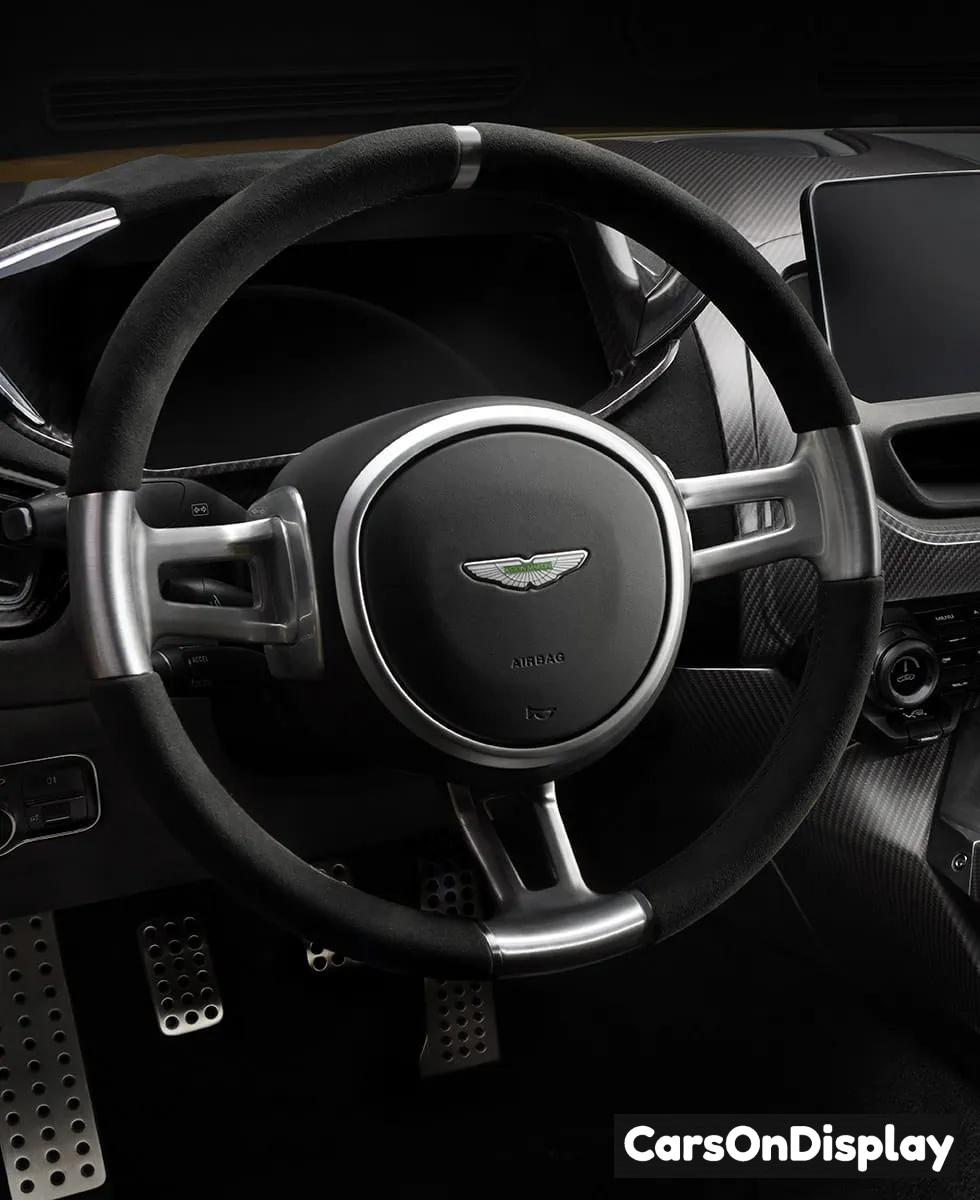 Aston Martin Valiant Stripped back racing wheel wrapped in Alcantara