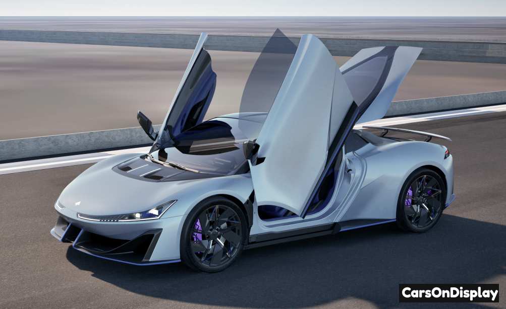 GAC Hyptec SSR electric supercar featuring futuristic styling butterfly doors and aerodynamic body design